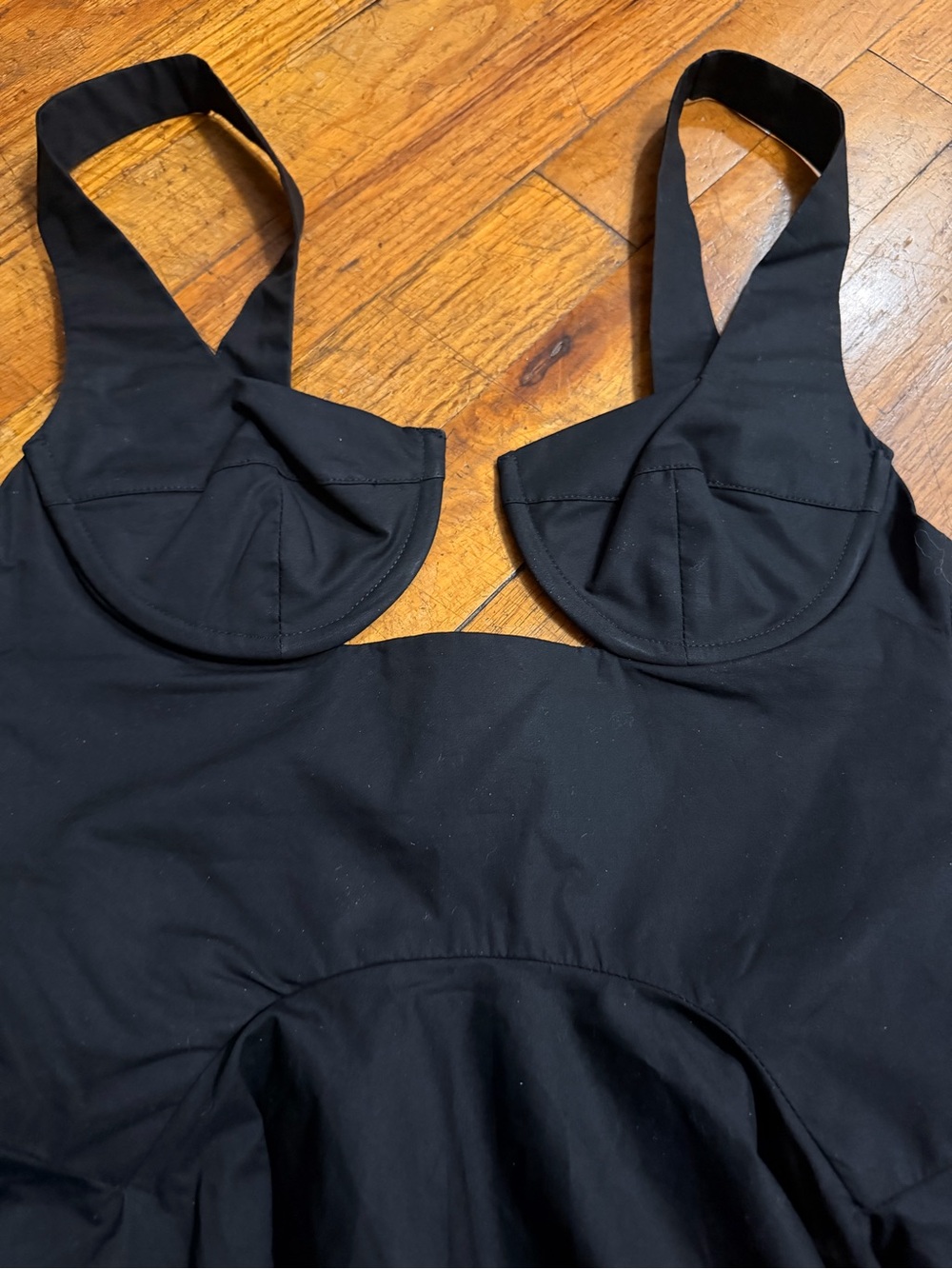Women Black One-Piece with Built-In Shelf Bra